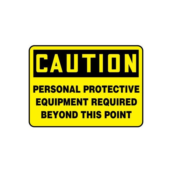 Accuform Accuform Caution Sign, Personal Protective Equipment Required, 14inW x 10inH, Adhesive Vinyl MPPA656VS - main